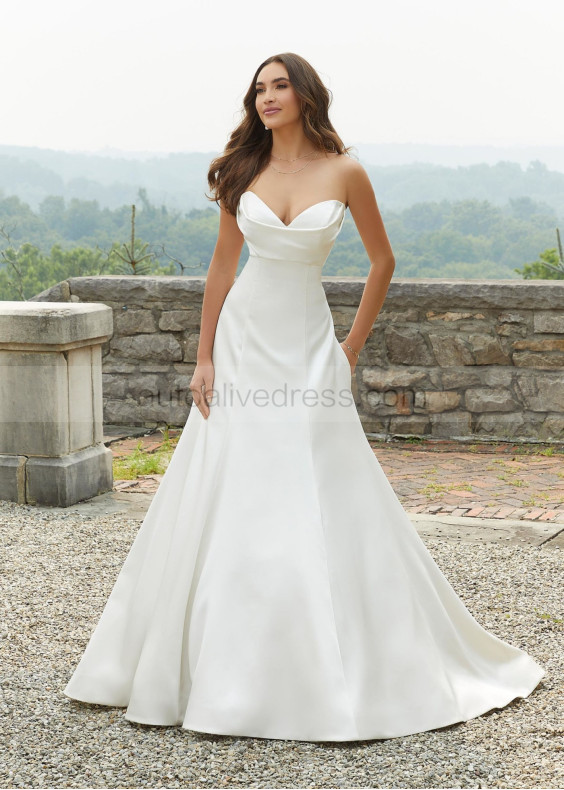 Ivory Satin Empire Waist Minimalist Wedding Dress